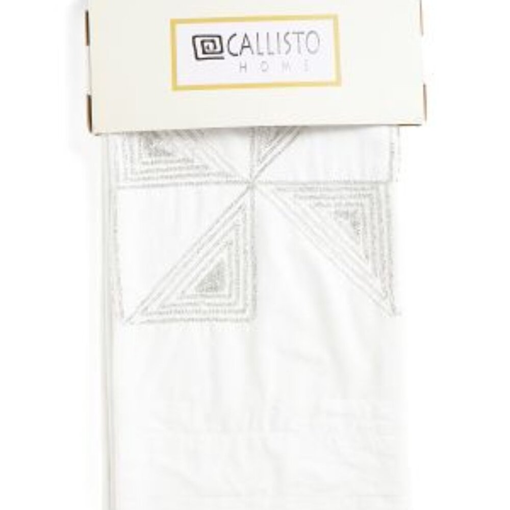 Callisto Home White Triangle Beaded Curtain Panels